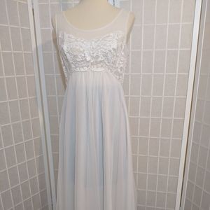 Vintage White Pearls Lace Maxi Nightgown S
